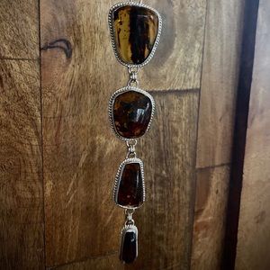 Amber and sterling silver necklace.